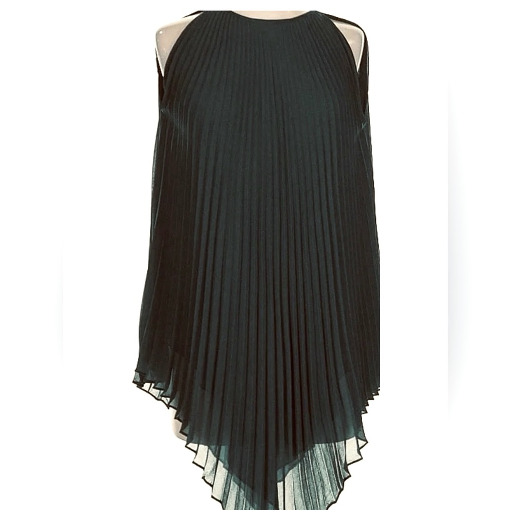 Max Studio Black A-Line Pleated Blouse